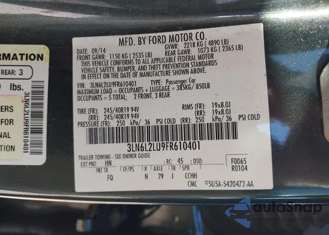 2015 Lincoln Mkz Hybrid z USA, uszkodzony, nr VIN 3LN6L2LU9FR610401